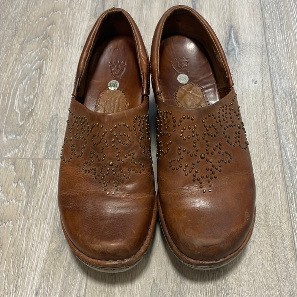 Brown Leather Women's Clogs